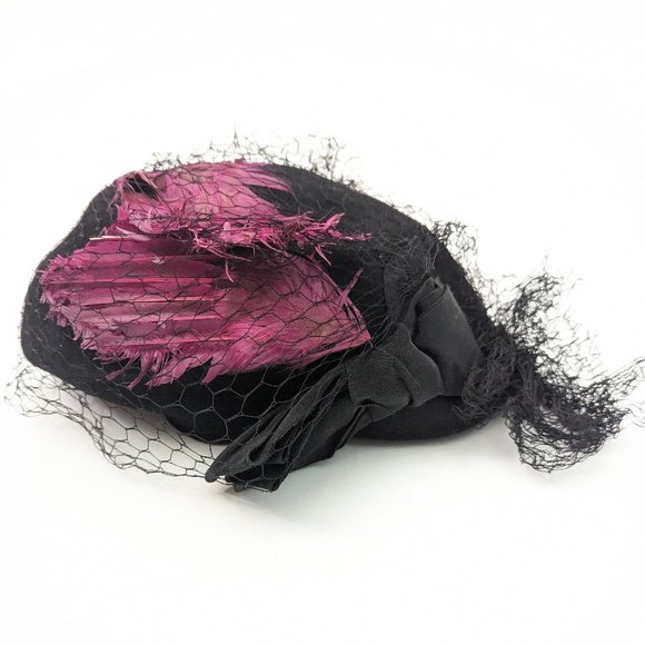 Vintage | Accessories | Vintage Black Wool Hat With Veil  display picture 2